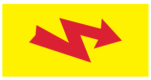 A clear image of Red Arrow - Yellow Background Label from Fine Cut Labels Direct