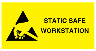A clear image of Static Safe Workstation Label from Fine Cut Labels Direct