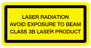 A clear image of Laser Radiation Avoid Exposure Label from Fine Cut Labels Direct