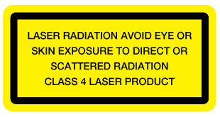 A clear image of Laser Radiation Avoid Eye Label from Fine Cut Labels Direct