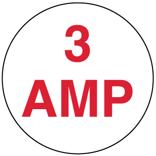 A clear image of 3 Amp Red Label from Fine Cut Labels Direct
