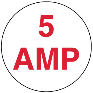 A clear image of 5 Amp Red Label from Fine Cut Labels Direct