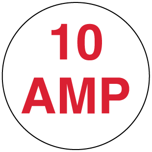 A clear image of 10 Amp Red Label from Fine Cut Labels Direct