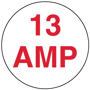 A clear image of 13 Amp Red Label from Fine Cut Labels Direct