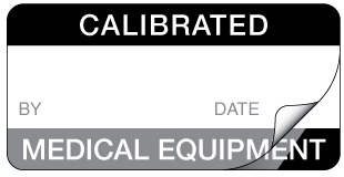 A clear image of Sealed Calibrated - Medical Equipment Label from Fine Cut Labels Direct
