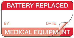 A clear image of Sealed Battery Replaced - Medical Equipment Label from Fine Cut Labels Direct