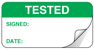 A clear image of Sealed Tested Label from Fine Cut Labels Direct