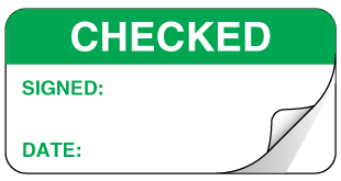 A clear image of Sealed Checked Label from Fine Cut Labels Direct