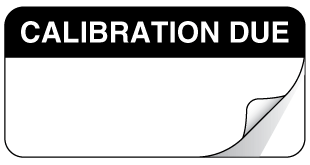 A clear image of Sealed Calibration Due Label from Fine Cut Labels Direct