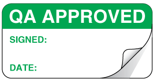 A clear image of Sealed QA Approved Label from Fine Cut Labels Direct